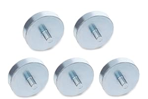 Ganter Normelemente GN 50.3-HF-10-M3 3-HF-10-M3-Haltemagnete mit Außengewinde, silber, Durchmesser d1: 10mm Gewinde d2: M3, 5 Stück