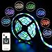 Produktbild LED Streifen, LED Stripe 5M SMD 3528 RGB 300LEDs Farbwechsel Wasserdicht Regenwasser, Inklusive Netzteil & RF Fernbedienung und 10 Tasten & LED Lichtband, Deko, Weihnachten, Party