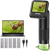 APEXEL 2 in&ccedil; LCD Ekranlı El Dijital Mikroskop, Ayarlanabilir Işıklı &Ccedil;ocuklar i&ccedil;in 800X Cep Taşınabilir Mikroskop Paraları Ele