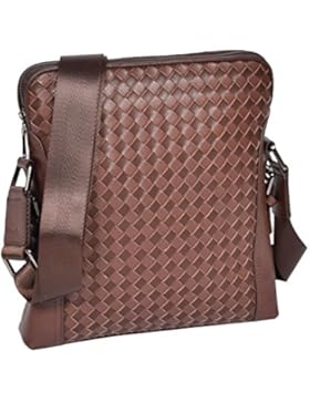 Vollkorn Echtes Leder Geflochten Kreuzkörper Beutel Umhängetasche H9682 Braun