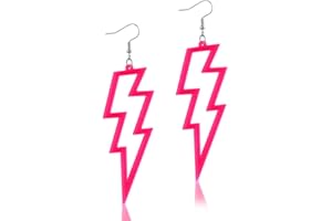 Telooco 80s Earrings for Women Neon Acrylic Earrings Lightning Boltt Earrings for Women 80s Theme Party Costume