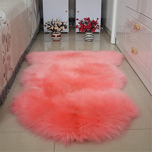 Preisvergleich Produktbild Zinsale Echt Schaffell wirft Teppiche Kindergarten Teppich Sitzbezüge (Rosa, 75x100cm)