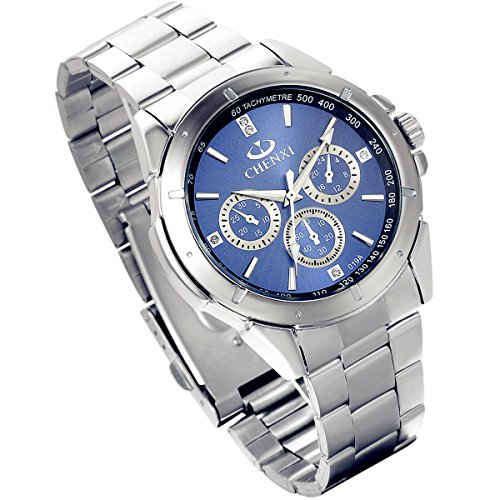 Lancardo Herren-Armbanduhr, Edelstahl, mit 3kleinen Zifferblttern, Blau Lancardo Herren-Armbanduhr, Edelstahl, mit 3kleinen Zifferblttern, Blau