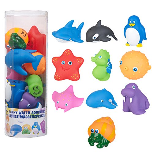Kids Water Bath Squirties Animals Bathtime Squirter Rubber Fun Set in Tub Childs