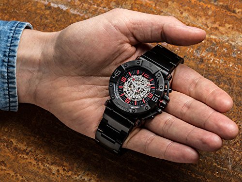 DETOMASO Men's Machineer Automatic Watch with Black Dial Analogue Display and Black Stainless Steel Bracelet DT-ML102-A