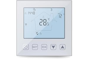 KETOTEK Smart Thermostat Fussbodenheizung Wasser 3A 230V WLAN Kompatibel mit Alexa, Raumthermostat Fußbodenheizung WiFi Programmierbar Unterputz Weiß mit Tuya/Smart Life APP