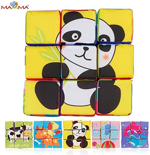 MAMMA Baby Jigsaw Toy Velvet Cloth Building Blocks Cube Puzzle Toys (Animal)
