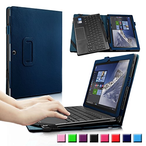 Lenovo Miix 310 Hülle Case, Infiland Slim Fit Folio PU-lederne dünne Kunstleder Schutzhülle Cover Tasche für Lenovo Miix 310 25,65 cm (10,1 Zoll HD) x5-Z8350 Tablet PC(mit Auto Schlaf / Wach Funktion, Tablet und Tastatur sind nicht entgehaltet)(Dunkleblau)