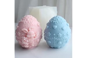 Bohrma Moule Silicone Paques, Moule Bougie Paques 3D Moule Silicone Bougie Oeuf de Paques, Moule en Silicone Pâques Moules Silicone Lapin de Paques Moule Silicone pour Bougies, Savons