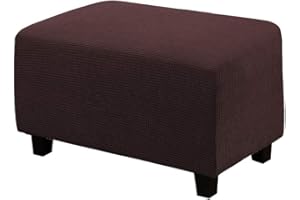 WINS Copri Pouf Elasticizzato rttangolare Copri Pouf poggiapiedi Copri Pouf Divano Copri Pouf rett Marrone Scuro