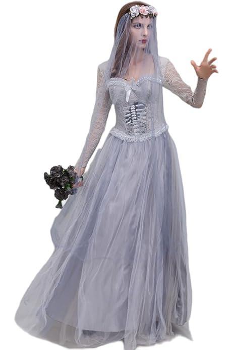Costume Zombie Prom Queen Per Bambina Con Abito, Fascia Macchiata, Corona E Guanti - 5