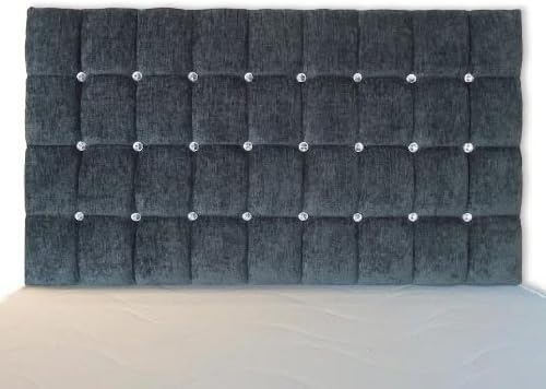 Lonarco Diamante Double 4'6" Luxurious Chenille Bed Headboard - Charcoal