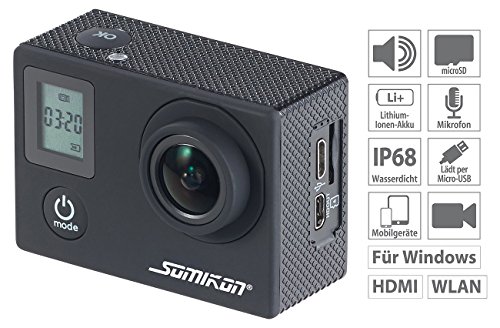 Somikon Einsteiger-4K-Action-Cam mit 2 Displays, Full HD bei 60 B./Sek., IP68 - 2
