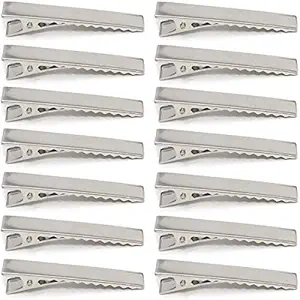 Qearl 50 Pcs Alligator Clips Metal Silver Hair Clips with Teeth for Bows DIY Accessory Alligator Clip(6CM-2.2inches)