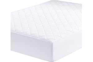 UYEESE King Size Mattress Protector - Quilted Extra Deep Pocket Mattress Cover, Breathable Hypoallergenic and Noiseless Mattress Pad Fitted Bed Sheet (King 152 x 203 + 40 cm) White