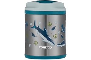 Contigo Food Jar, termo de acero inoxidable para sopas, verduras o fruta, 100 % antiderrame; fiambrera infantil; hasta 6 horas caliente, hasta 7 hora frío; para la guardería o el cole, 300 ml
