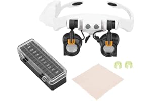 HILILAND Loupe de Montage de Tête Loupe à Lentille à 2 Lumières LED 21 Loupe Combinée avec Objectif Remplaçable pour Inspection pour la Réparation de Montres