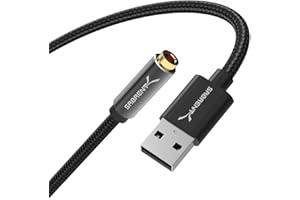 SABRENT USB to 3.5mm Jack Audio Adapter, External Sound Card, USB Headphone Adaptor, Headset Adaptor for PC, for PC, MacBook, Laptop (CB-UA35)