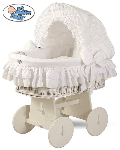 My Sweet Baby - Little Angel Cosy Wicker Crib Moses Basket (White)