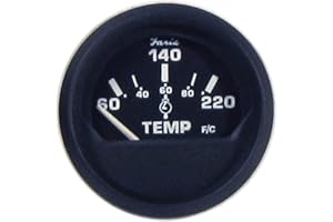 Faria Beede Instruments Beede 12819 Euro Cylinder Head Temperature Gauge with Sender (60-220°F) - 2"", Black