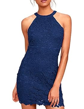 NALATI Damenkleid Vintage Ärmellos Spitzenkleid Neckholderkleid Minikleid Abendmode Partykleid Cocktailkleid Ballkleider...