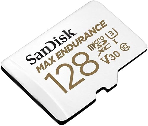SanDisk Max Endurance Video Monitoring for Dash Cams & Home Monitoring 128 GB microSDXC Memory Card + SD Adaptor 60,000 Hours Endurance