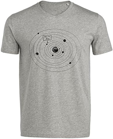 Organic Printed T-shirt grey V-Neck Numbered – You Are Here. Mens Sizes S to XXL -  Grey - XX-Large