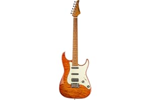 EART Guitare électrique Sans Tête Guitare Professionnelle à Double Humbucker Avec Guitare de Voyage Tremolo 6 Cordes Ultra-Légère pour Guitare de Rock en Métal Jaune