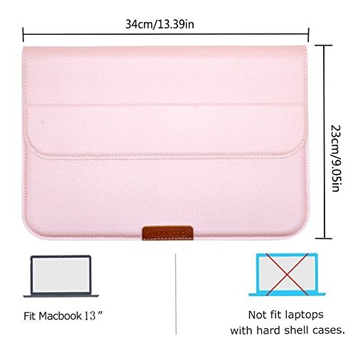 Morecoo Macbook 13.3 Zoll Laptop Hülle, PU Leder Laptop Taschen Hülle für Macbook Air & Pro 13.3″ , Macbook Retina 12.9 (13-13.3 Zoll, Rosa) - 4
