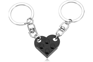 AIVEKE Schlüsselanhänger Herz - 2 Stück Herzförmig Schlüsselanhänger Partner für Beide Schlüsselanhänger Paar für Valentinstag Weihnachten Geschenk Herzförmiger Baustein Schlüsselanhänger