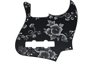 Kaish, battipenna in plastica stampata 3D per bassi Jazz USA/messicani 4 corde Fender Jazz Bass Motivo floreale.