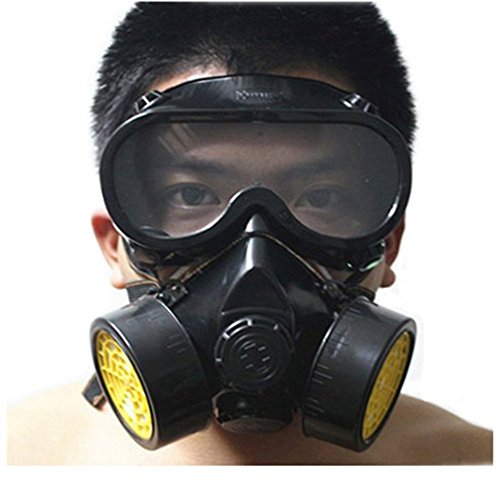 Ewolee Atemschutzmaske Aktivkohle chemikalien Staubschutz Lackierer Maske mit Schutzbrille, Schwarz - 5