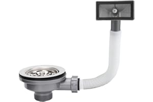 Kitchen Sink Waste Kit,ZINGKING Stainless Steel-Sinks Overflow Kit, 114mm Kitchen Sink Strainer,with Overflow Pipes & Square Drain Cover