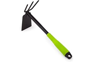 Mivos Podwójna Motyczka Stalowa do Ogrodu - Motykohaczka z Szerokim Ostrzem i 3 Spiczastymi Zębami - Mała Motyczka Ogrodowa do Spulchniania, Napowietrzania i Pielenia Gleby