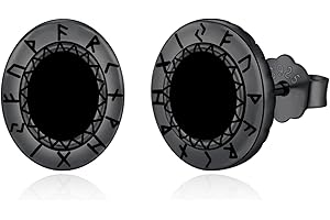 HXWZB Viking Earring for Men Raven Stud Rune Earring Raven Earring Rune Stud Stainless Steel Punk Gothic Norse Viking Crow Ear Studs