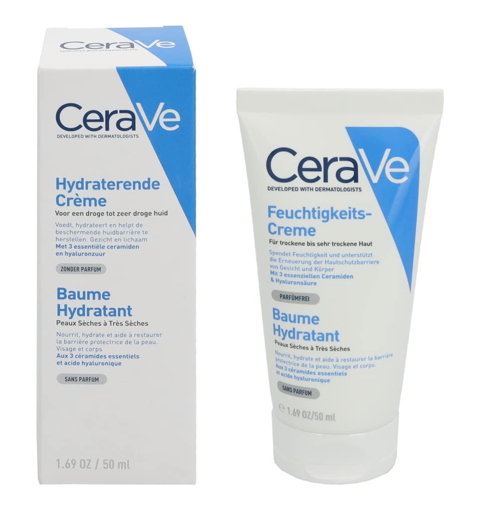 CeraVe Moisturizing Cream For Dry To Very Dry Skin (50ml) - Formulated with 3 Essential Ceramides And Hyaluronic Acid | Non-C