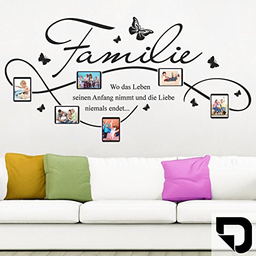 DESIGNSCAPE® Wandtattoo Bilderrahmen Familie mit 6 Fotorahmen 90 x 46 cm (Breite x Höhe) schwarz DW807140-S-F4