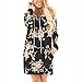 Produktbild Damen Kleid ,LMMVP Frauen V-Ausschnitt Langarm Blumen Print Party Mini Kleid (L, Black)