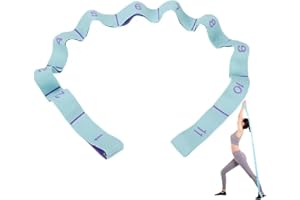 GIMIRO Yoga Belt Stretcher Elastic Resistance Bands with 8/9/10/11 Loops Pilates Straps Fascia Strength Training Body Stretching Ballet Dance Fitness