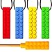 Produktbild Sensory Chew Halskette mit Bonus-Bleistift Topper TYRY.HU Set Beißring Silikon Kauen Anhänger perfekt für Autismus ADHS SPD Oral Motor Zahnen und Beißen braucht Tough und langlebig (5 Packs)