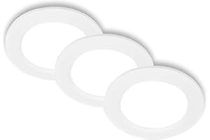 BRILONER - 3er Set LED Einbaustrahler 230V flach, neutralweißes Licht, je 6W 660lm, LED Spot, Deckenspots, Spots 230V, Einbauleuchten, Einbauspots, Deckenstrahler, 30 mm, 120 x 28 mm (DxH), Weiß