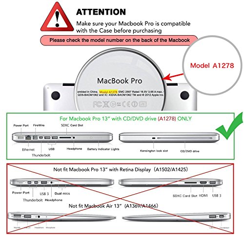 MOSISO Ultra Slim Plastik Hartschale Schutzhülle Hülle Snap Case für MacBook Pro 13 Zoll mit CD-ROM Drive (A1278), Serenity Blau - 3