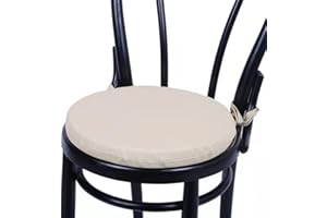 HD BRICO set 4 Cuscini Rontondi per Sedia Cucina Coprisedia Imbottiti Laccetti Tinta unita Spessore 4 cm x 38 cm (BEIGE 103) MADE IN ITALIA