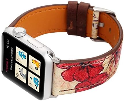 Watch Straps for Apple Watch 42mm,VNEIRW Floral Leather Replacement Wristband Watchband Watch Band (G, 42MM)