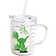 Volwco Kid's Leak-proof Regular Scale Heat-Resistant Drinking Cups With Lid And Straw (Transparent)