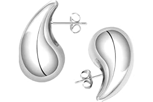 Orecchini a goccia d'oro da donna,Kucheed Orecchini a cerchio in oro massiccio placcato oro 14K,Orecchini cavi leggeri alla moda con goccia d'acqua,Regali gioielli orecchini spessi ipoallergenici