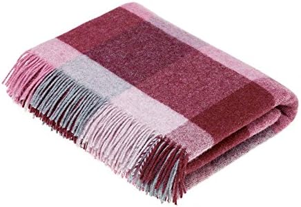 Bronte By Moon Rome Check Shetland Wool Throw - Pink/Aqua