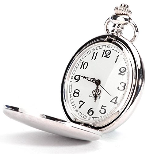 Preisvergleich Produktbild HAHA Silberne glatte klassische Taschenuhr gaituobiao