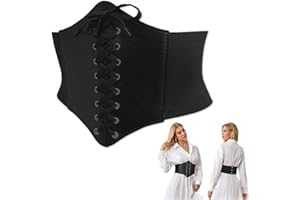 LJFEA Frauen Tied Waspie Gürtel, Damen elastischen Korsett, Taillengürtel Damen, Piraten Gürtel Schwarz, perfekt für den Alltag, bauchbetont, sexy und schmal, Kunstleder