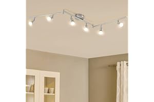 Bojim 6-światłowy reflektor sufitowy LED, 6 x GU10 6W 550LM 2700K Ciepła biel, 6-drożna obrotowa lampa sufitowa LED do kuchni, salonu, sypialni, matowy nikiel i obrotowy pręt 220V-240V, IP20